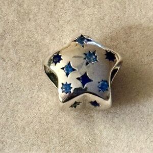 Silver Star Charm with Blue crystals Accents for pandora bracelets